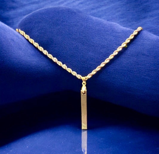 Men’s Rectangular Pendant & Rope Chain