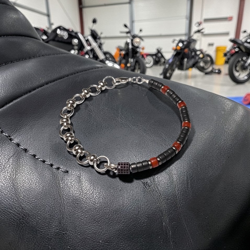 Daring Black and Orange + Chain Bracelet