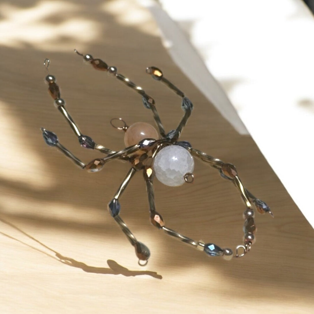 Semi-Precious Stone Spider Pendants