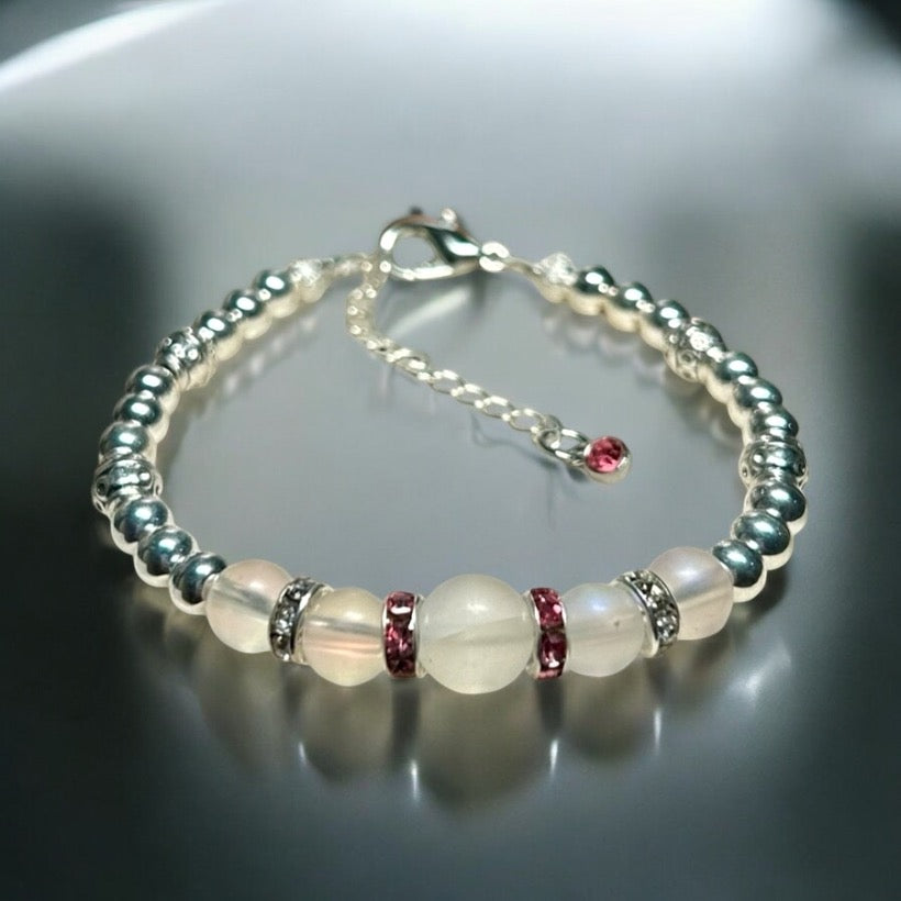 October Silver and Opal Bracelet