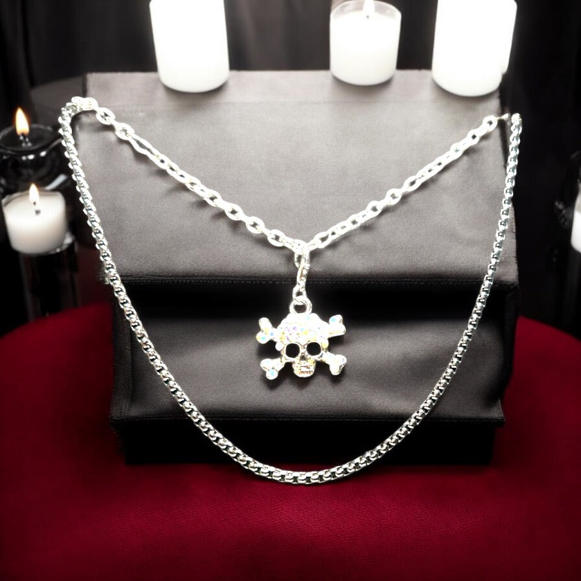 Skull and Crossbones Necklace Set