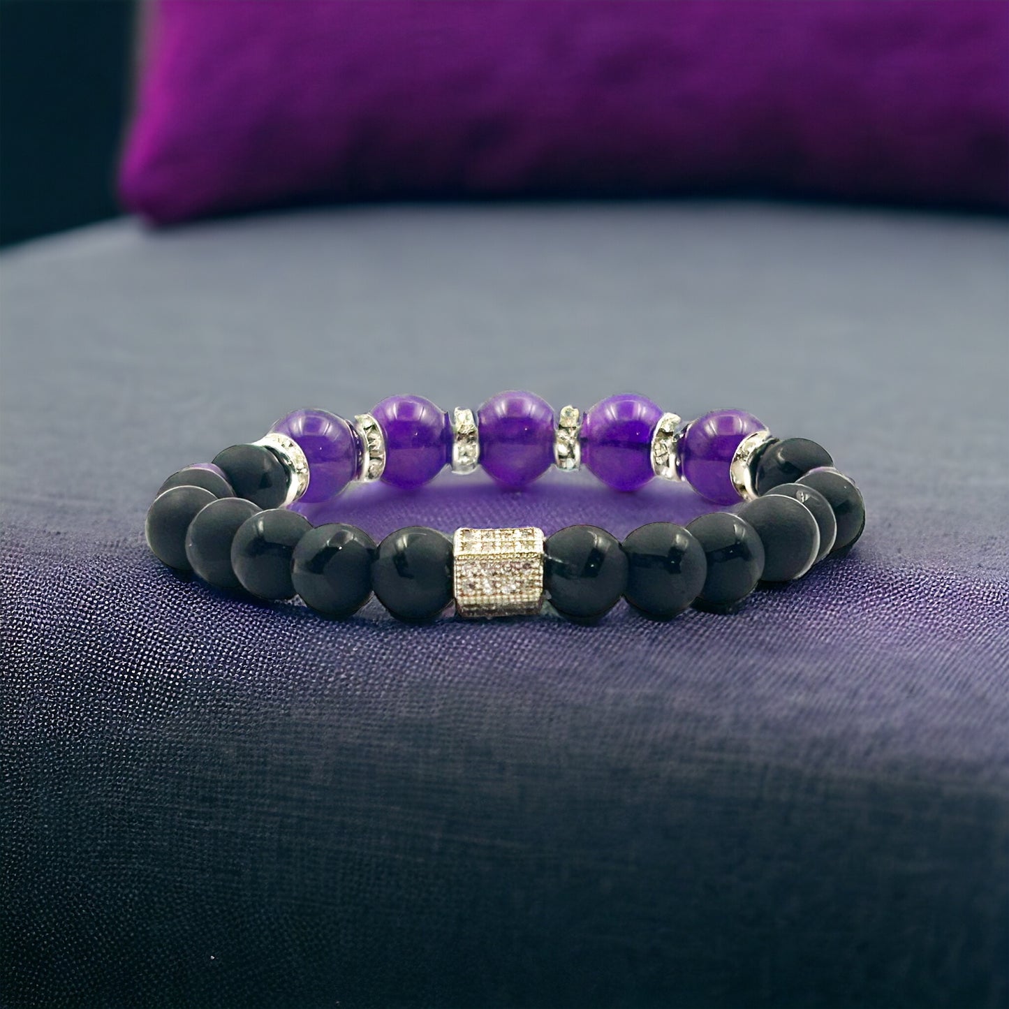 Luxury Silver Amethyst and Black Onyx