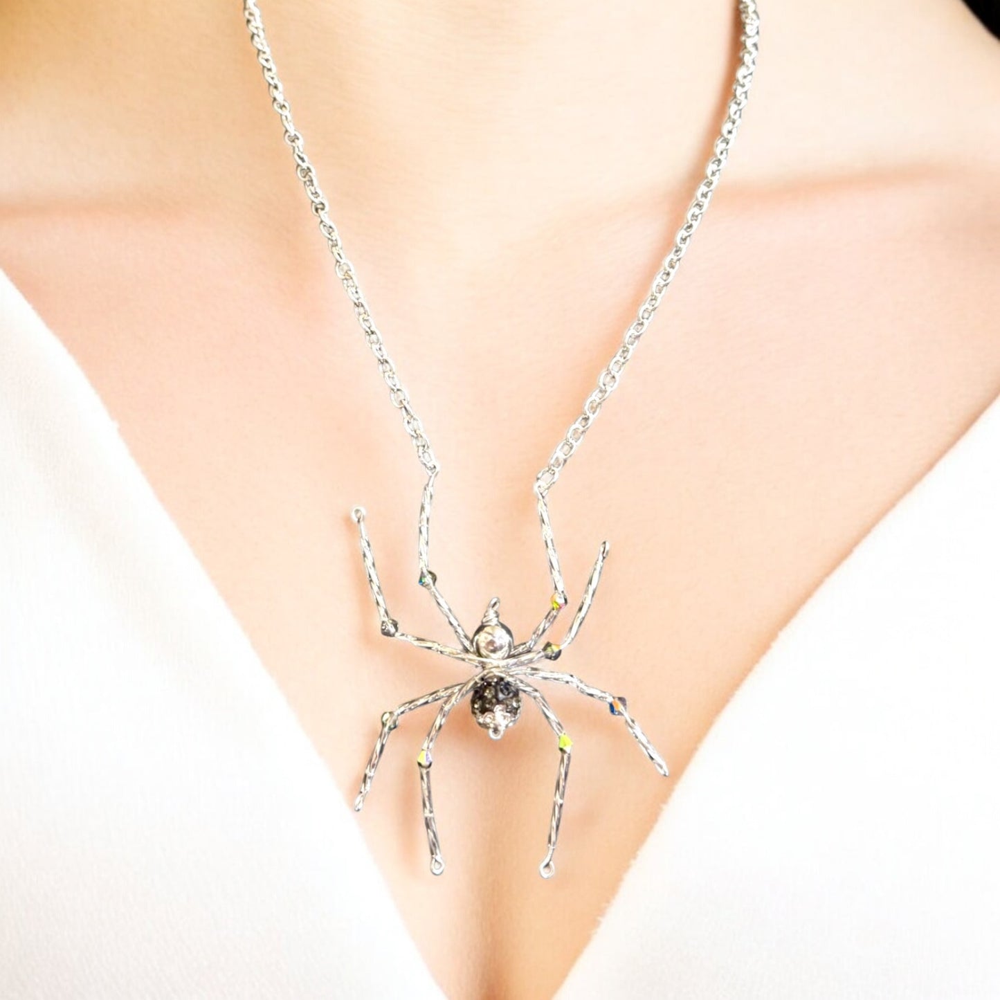 Semi-Precious Stone Spider Pendants