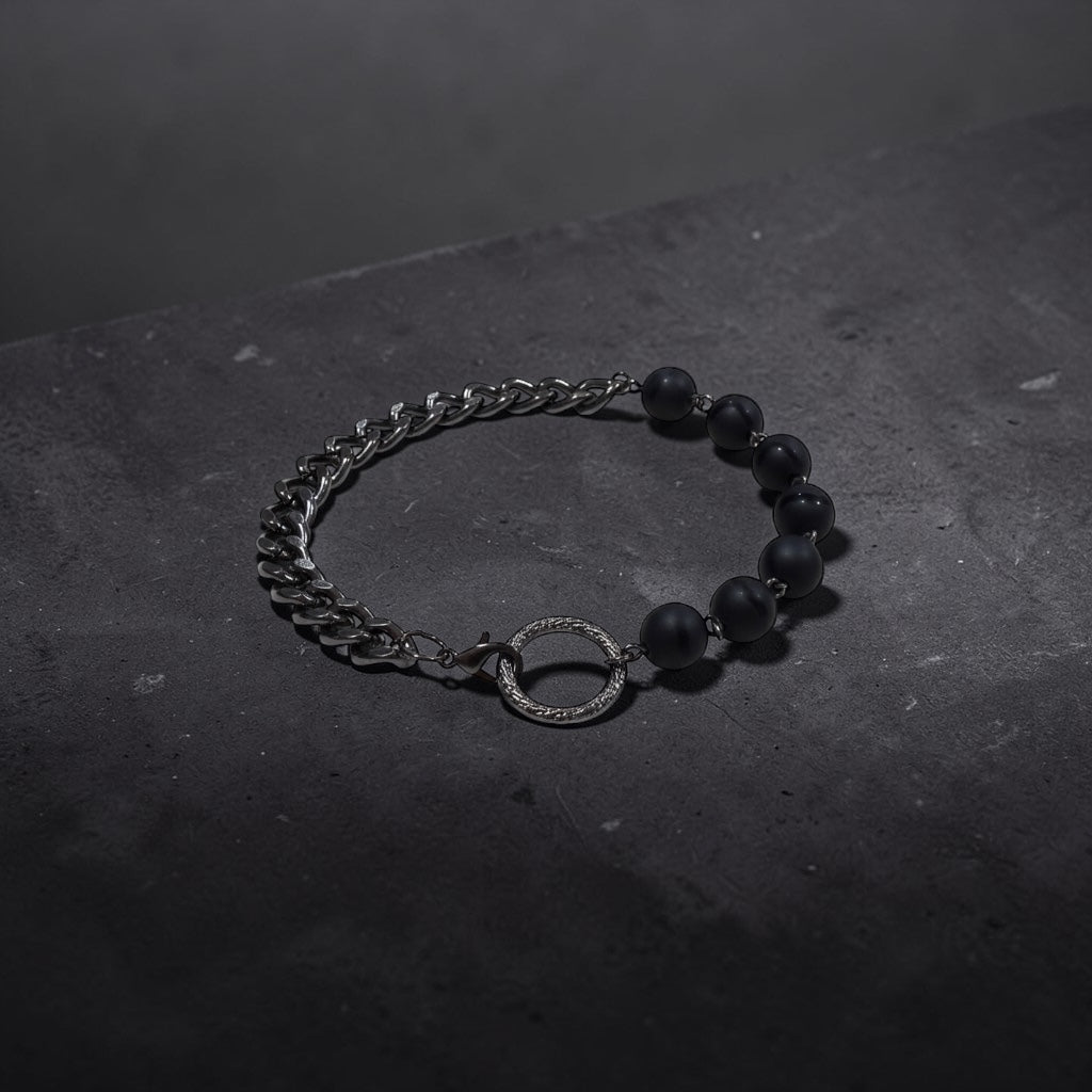 Gunmetal and Black Onyx Men’s Bracelet