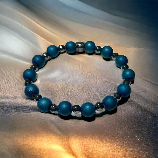 Blue Druzy & Hematite