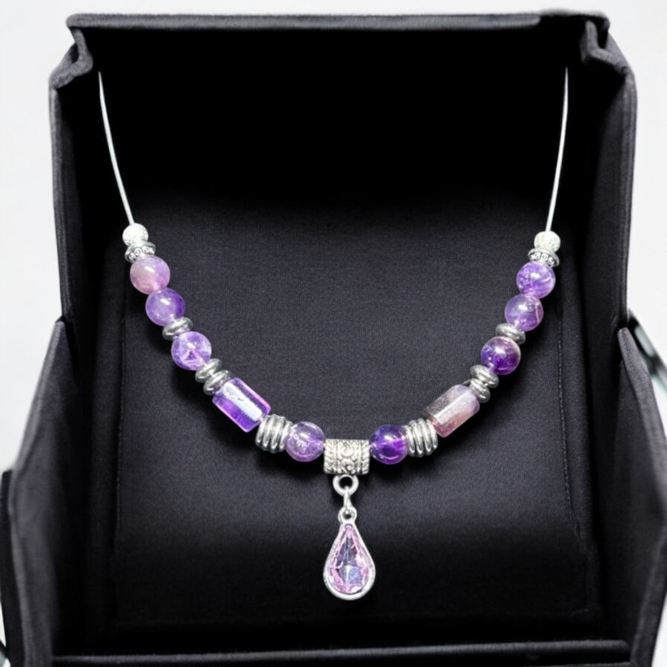 Contemporary Amethyst Teardrop Necklace