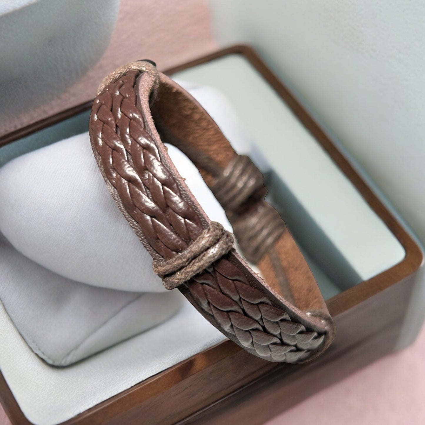 Brown Braided Adjustable Leather