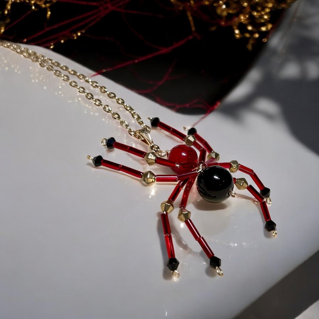 Semi-Precious Stone Spider Pendants