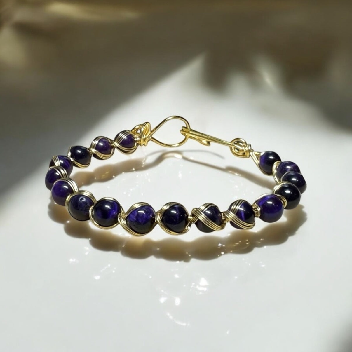 Egyptian Style Purple Tigers Eye Bracelet