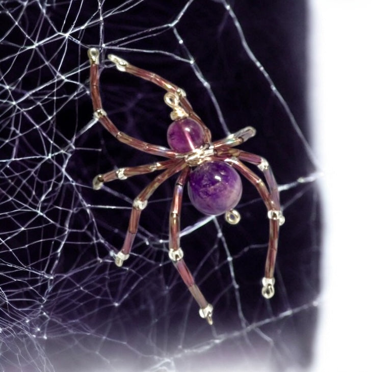 Semi-Precious Stone Spider Pendants