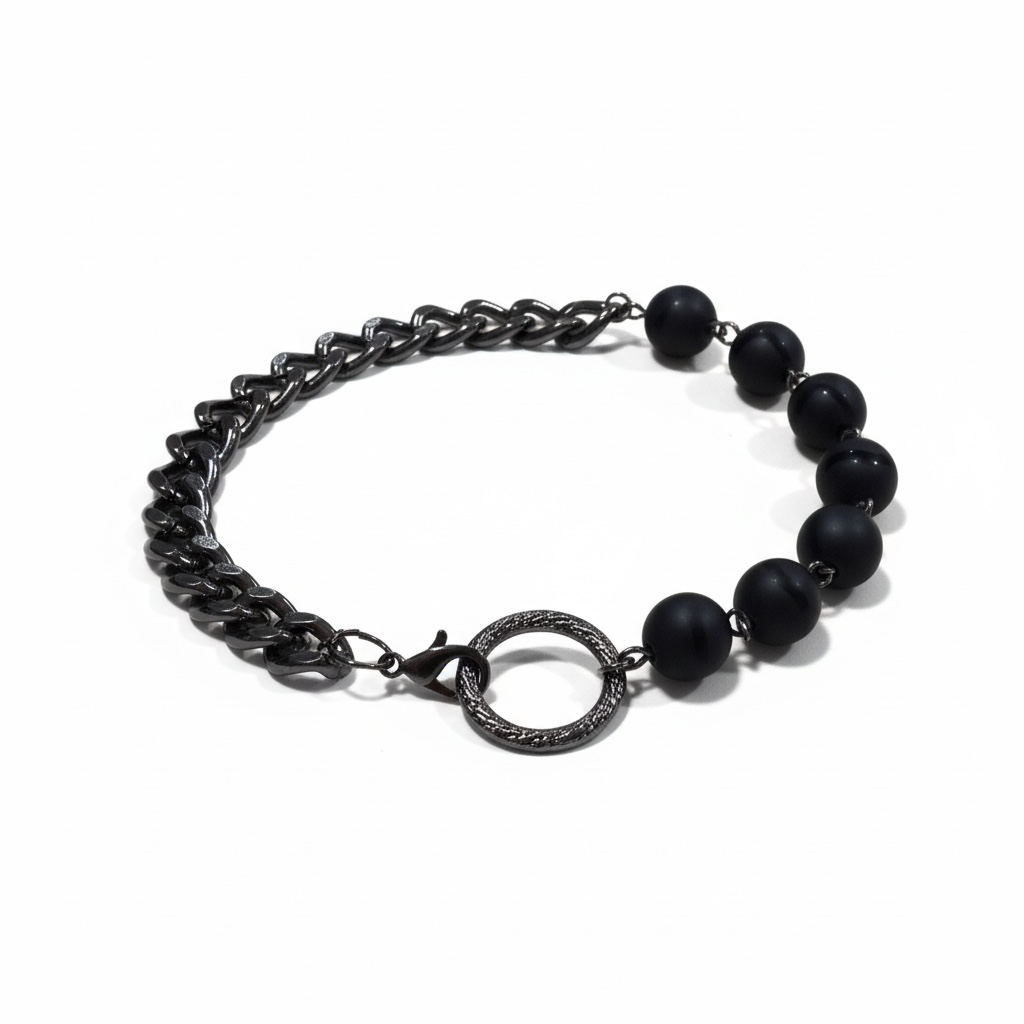 Gunmetal and Black Onyx Men’s Bracelet